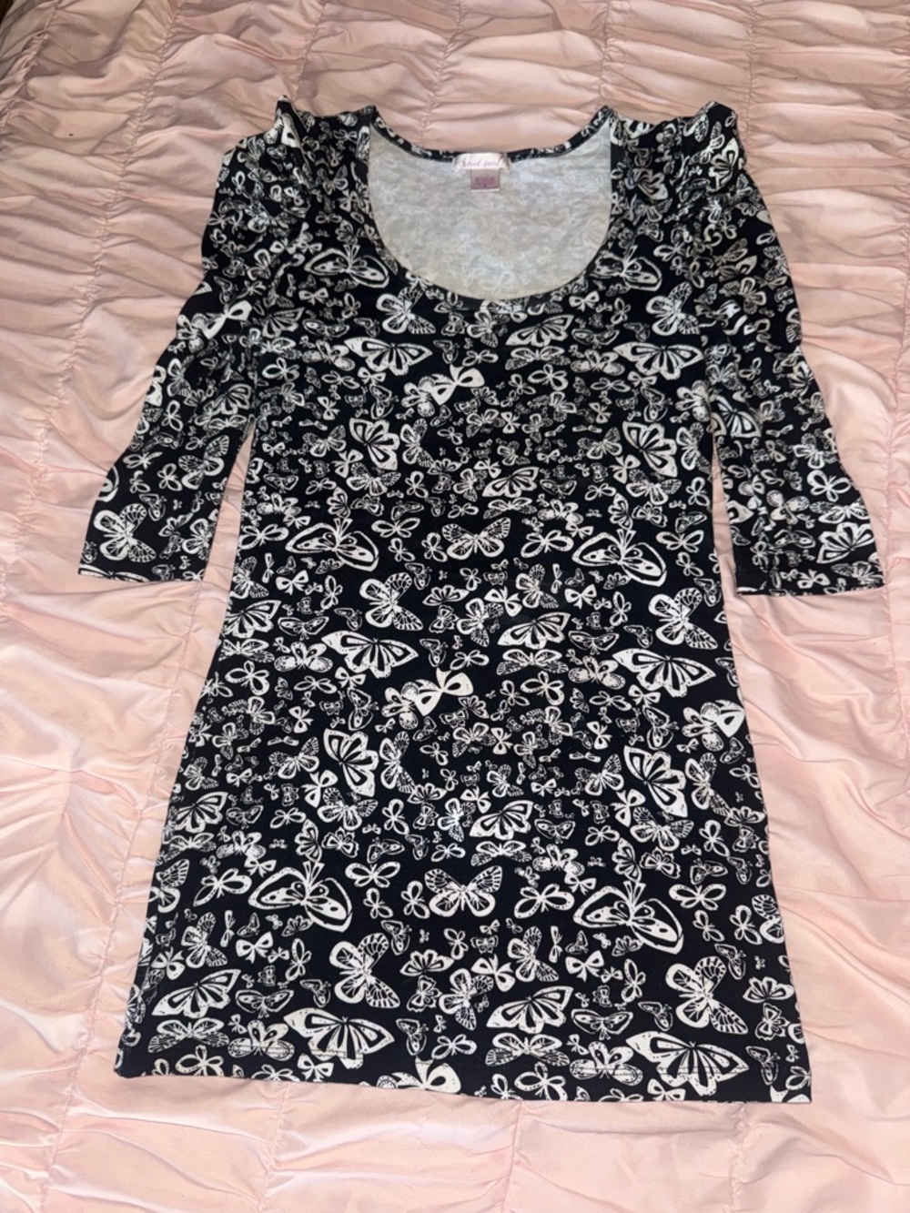 Wet Seal Black Dress with White Butterfly Print